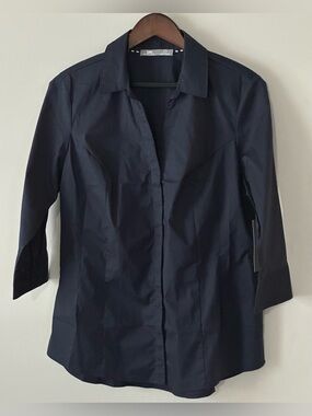 Large lee riders indigo button down top nwt